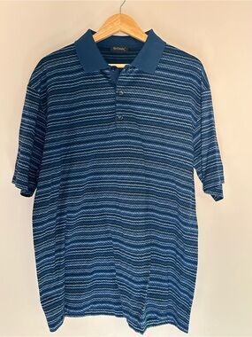 St. Croix Men's 100% Cotton Blue Striped Polo Size XL